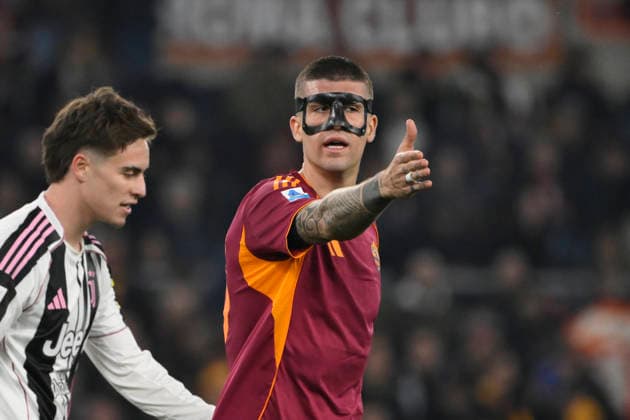 Roma™s Gianluca Mancini during the Serie A Enilive soccer match between AS Roma and Juventus FC at the Rome s Olympic stadium, Italy - Sunday, March 01, 2026. - Soccer.  Copyright: xFabrizioxCorradetti LaPressex