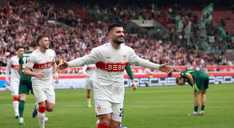 01 03 26 VfB Stuttgart VfL Wolfsburg Germany, Stuttgart, 01 03 2026, Football, Bundesliga, Season 2025 2026, VfB Stuttgart VfL Wolfsburg Deniz Undav VfB Stuttgart Jubel Tor 1 0 Undav