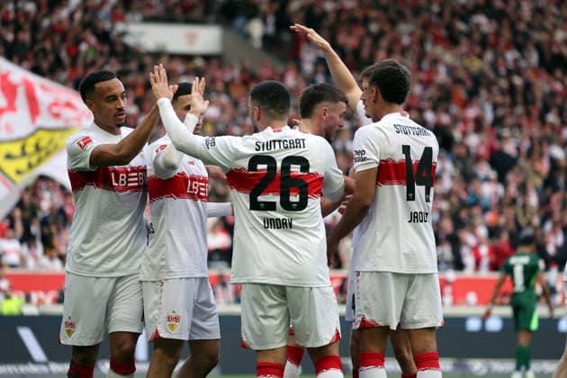 01 03 26 VfB Stuttgart VfL Wolfsburg Germany, Stuttgart, 01 03 2026, Football, Bundesliga, Season 2025 2026, VfB Stuttgart VfL Wolfsburg Deniz Undav VfB Stuttgart Jubel Tor 1 0 Undav