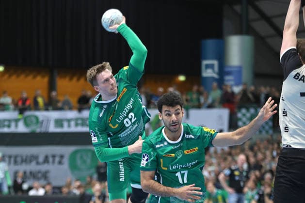 Handball DAIKIN HBL, SC DHfK Leipzig Bergischer HC 01 03 2026 Franz Semper 32, SC DHfK Leipzig throwing Handball, DAIKIN HBL, 1 Bundesliga, Season 2025 2026, Matchday 23 SC DHfK Leipzig vs Bergischer HC on 01 03 2026 at Quarterback Immobilien Arena Leipzig Copyright: xBEAUTIFULxSPORTS JanxKaeferx
