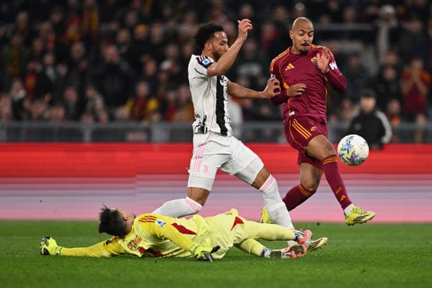 CALCIO - Serie A - AS Roma vs Juventus FC Donyell Malen of A.S. Roma cscores the goal for 3-1 during the 27th day of the Serie A Championship between A.S. Roma and Juventus F.C. at the Olympic Stadium on March 1, 2026 in Rome, Italy. Rome Italy  Copyright: xIPAxSport ABACAx