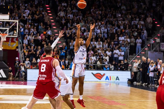 GER, FIBA Basketball World Cup 2027, European Qualifiers, Germany Croatia 01 03 2026, Telekom Dome, Bonn, GER, FIBA Basketball World Cup 2027, European Qualifiers, Germany Croatia Kostja Mushidi Germany, No29 Â Photo Alexander Trienitz Bonn Telekom Dome North Rhine-Westphalia Germany