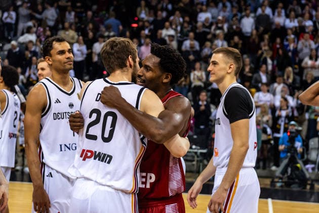 GER, FIBA Basketball World Cup 2027, European Qualifiers, Germany Croatia 01 03 2026, Telekom Dome, Bonn, GER, FIBA Basketball World Cup 2027, European Qualifiers, Germany Croatia Malte Delow Germany, No20 with Jaleen Smith Croatia, No3 Â Photo Alexander Trienitz Bonn Telekom Dome North Rhine-Westphalia Germany
