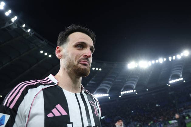 CALCIO - Serie A - AS Roma vs Juventus FC Rome, Italy - March 1, 2026: Federico Gatti of Juventus celebrate score at end of the Serie A Enilive 2025-2026 football match between AS Roma vs Fc Juventus of Turin at Olympic Stadium. Rome Italy  Copyright: xIPAxSport ABACAx