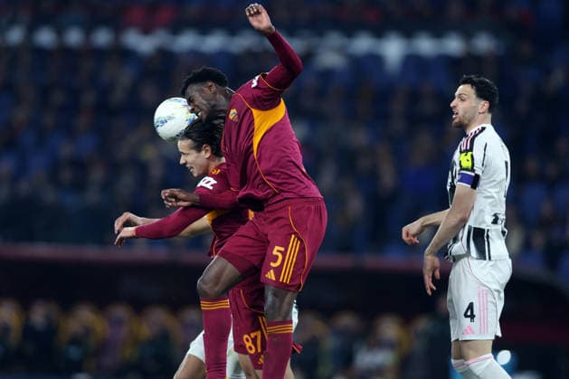 CALCIO - Serie A - AS Roma vs Juventus FC Rome, Italy - March 1, 2026: Daniele Ghilardi of Roma , Evan N Dicka of Roma seen in action during the Serie A Enilive 2025-2026 football match between AS Roma vs Fc Juventus of Turin at Olympic Stadium. Rome Italy  Copyright: xIPAxSport ABACAx