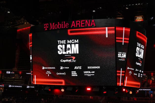 March 1, 2026: An image of the scoreboard taken during the MGM Slam Presented by Capital One on March 1, 2026 at T-Mobile Arena in Las Vegas, NV. Cal Media. Las Vegas United States of America - ZUMAc04_ 20260301_zma_c04_036 Copyright: xChristopherxTrimx