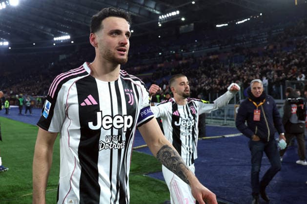 CALCIO - Serie A - AS Roma vs Juventus FC Rome, Italy - March 1, 2026: Federico Gatti of Juventus celebrate score at end of the Serie A Enilive 2025-2026 football match between AS Roma vs Fc Juventus of Turin at Olympic Stadium. Rome Italy  Copyright: xIPAxSport ABACAx