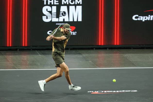 March 1, 2026: Reilly Opelka in action during the MGM Slam Presented by Capital One on March 1, 2026 at T-Mobile Arena in Las Vegas, NV. Cal Media. Tennis 2026: MGM Slam Presented By Capital One MAR 01  - ZUMAc04_ 20260301_zma_c04_064 Copyright: xChristopherxTrimx