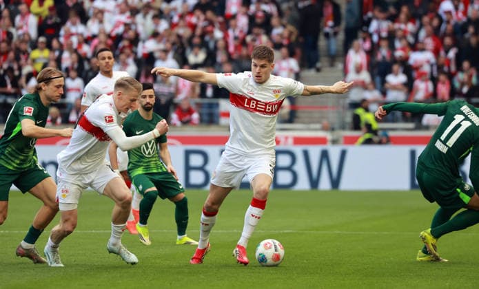 01 03 26 VfB Stuttgart VfL Wolfsburg Germany, Stuttgart, 01 03 2026, Football, Bundesliga, Season 2025 2026, VfB Stuttgart VfL Wolfsburg 4 0 Ramon Hendriks VfB Stuttgart