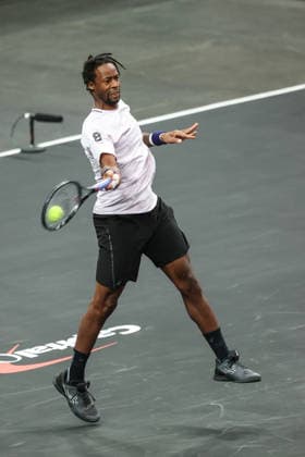 March 1, 2026: Gael Monfils in action during the MGM Slam Presented by Capital One on March 1, 2026 at T-Mobile Arena in Las Vegas, NV. Cal Media. Tennis 2026: MGM Slam Presented By Capital One MAR 01  - ZUMAc04_ 20260301_zma_c04_068 Copyright: xChristopherxTrimx