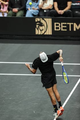 March 1, 2026: Nick Kyrgios in action during the MGM Slam Presented by Capital One on March 1, 2026 at T-Mobile Arena in Las Vegas, NV. Cal Media. Tennis 2026: MGM Slam Presented By Capital One MAR 01  - ZUMAc04_ 20260301_zma_c04_086 Copyright: xChristopherxTrimx