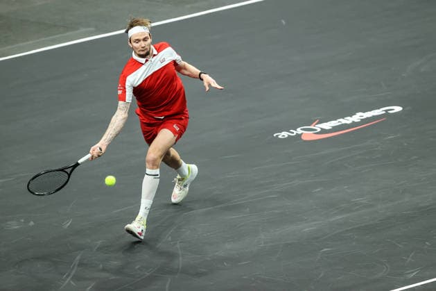 March 1, 2026: Alexander Bublik in action during the MGM Slam Presented by Capital One on March 1, 2026 at T-Mobile Arena in Las Vegas, NV. Cal Media. Tennis 2026: MGM Slam Presented By Capital One MAR 01  - ZUMAc04_ 20260301_zma_c04_091 Copyright: xChristopherxTrimx