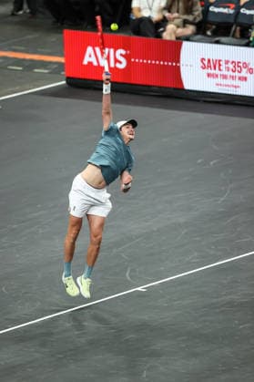 March 1, 2026: Joao Fonseca in action during the semi-final game during the MGM Slam Presented by Capital One on March 1, 2026 at T-Mobile Arena in Las Vegas, NV. Cal Media. Tennis 2026: MGM Slam Presented By Capital One MAR 01  - ZUMAc04_ 20260301_zma_c04_115 Copyright: xChristopherxTrimx