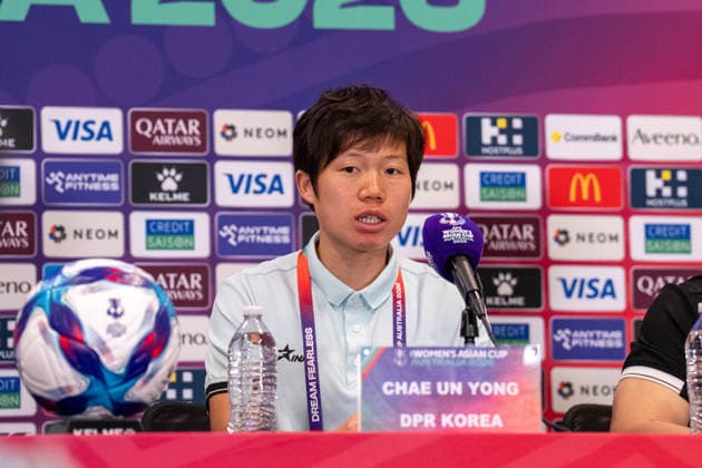 Chae Un-Yong (20 DPR Korea) responds to a question during the AFC Womens Asian Cup 2026 MD-1 press conference, PK, Pressekonferenz ahead of Group B game between DPR Korea and Uzbekistan at Western Sydney Stadium in Sydney, Australia. Copyright: xNoexLlamasx xSPPx Sportspressphoto_SPR99753