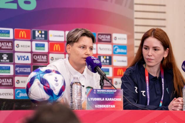 Lyudmila Karachik (17 Uzbekistan) answers a question during the AFC Womens Asian Cup 2026 MD-1 press conference, PK, Pressekonferenz ahead of Group B game between DPR Korea and Uzbekistan at Western Sydney Stadium in Sydney, Australia. Copyright: xNoexLlamasx xSPPx Sportspressphoto_SPR99762