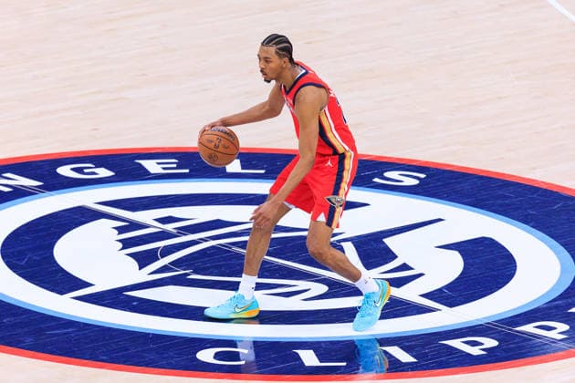 March 1, 2026, Inglewood, California, USA: Trey Murphy III 25 of the New Orleans Pelicans during a regular season NBA, Basketball Herren, USA game against the Los Angeles Clippers on Sunday March 1, 2026 at Intuit Dome Arena in Inglewood, California. JAVIER ROJAS PI Clippers Vs. Pelicans  - ZUMAp124 20260301_zaa_p124_045 Copyright: xJavierxRojasx