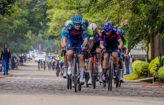 (260302) -- KIGALI, March 2, 2026 -- Athletes ride during the 8th stage of the Tour du Rwanda 2026 in Kigali, Rwanda, March 1,2026. (Photo by Xinhua) (SP)RWANDA-KIGALI-CYCLING-TOUR DU RWANDA 2026 CyrilxNdegeya 