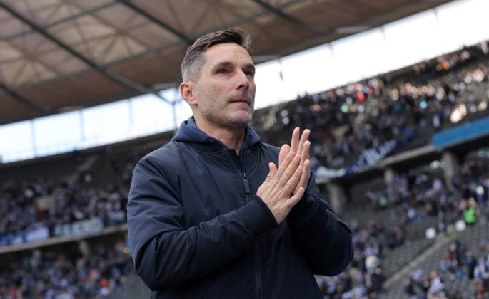 Coach Stefan Leitl action upper body portrait portrait single image close up sport soccer soccer DFL 2 Bundesliga men 24 matchday season 2025 2026 01 03 2026 Hertha BSC Berlin vs 1 FC Nürnberg FCN DFL regulations prohibit any use of photographs as image sequences and or quasi video