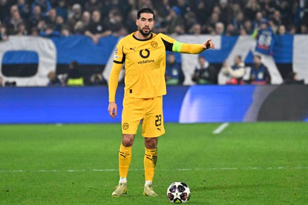 EMRE CAN, Borussia Dortmund, Champions League 2025-26, Atalanta-Borussia Dortmund 4-1, azione, action, single shot CHAMPIONS LEAGUE 2025-26 ATALANTA-BORUSSIA DORTMUND 4-1