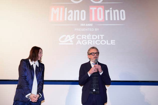 Alessandra Borghetti e Domenico Carretta.Presentazione gara ciclistica Milano-Torino. 150 anni. Italy - - March, 2, 2026.  Copyright: xFabioxFerrari LaPressex