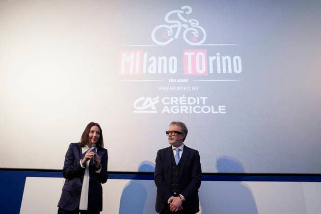Alessandra Borghetti e Domenico Carretta.Presentazione gara ciclistica Milano-Torino. 150 anni. Italy - - March, 2, 2026.  Copyright: xFabioxFerrari LaPressex