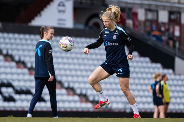 260302 Justine Kielland of the Norwegian women™s national football team during a training session on March 2, 2026 in Vienna Photo Marius Simensen BILDBYRAN Cop 238 bbeng dam fifa women s world cup qualifier football fotball fotball norge norway practice soccer training trening träning  Copyright: MARIUSxSIMENSEN BB260302BB341