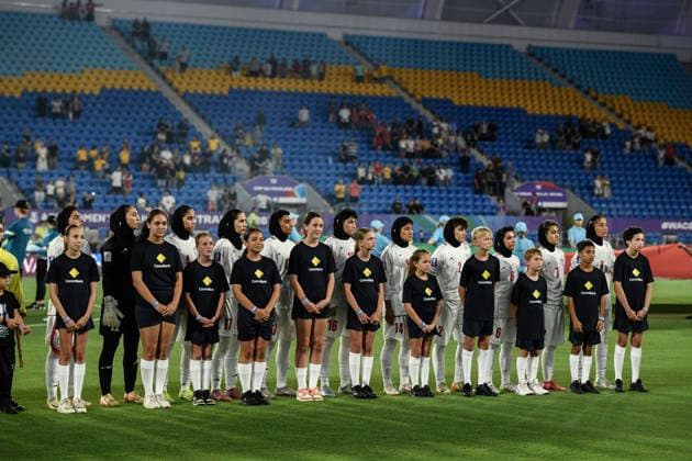 2nd March 2026, Robina Stadium, Gold Coast, Queensland, Australia; AFC Women s Asian Cup, Iran versus South Korea, Iran during the national anthem  NigelxOwen