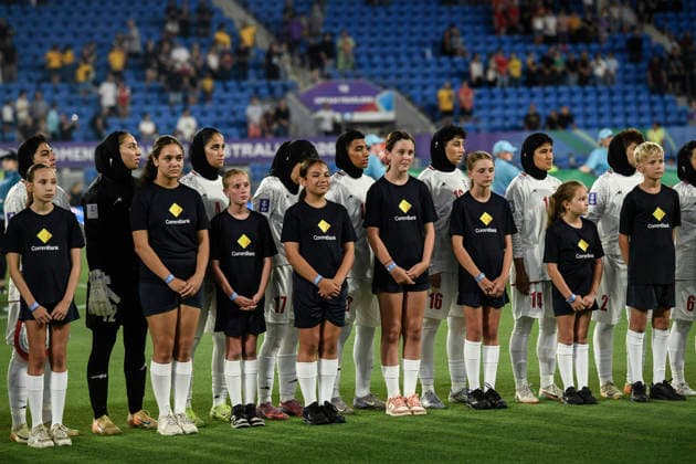 2nd March 2026, Robina Stadium, Gold Coast, Queensland, Australia; AFC Women s Asian Cup, Iran versus South Korea, Iran during the national anthem  NigelxOwen