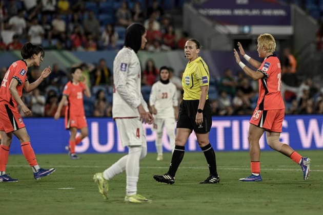 2nd March 2026, Robina Stadium, Gold Coast, Queensland, Australia; AFC Women s Asian Cup, Iran versus South Korea; referee Bernatskaia Veronika awards a penalty to Korea  NigelxOwen Content restricted for UK based newspaper