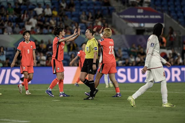 2nd March 2026, Robina Stadium, Gold Coast, Queensland, Australia; AFC Women s Asian Cup, Iran versus South Korea; referee Bernatskaia Veronika awards a penalty to Korea  NigelxOwen Content restricted for UK based newspaper
