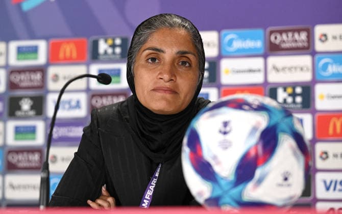 SOCCER ASIAN CUP SOUTH KOREA IRAN, Iran coach Marziyeh Jafari looks on during the post match press conference, PK, Pressekonferenz following the AFC Women™s Asian Cup Group A match between South Korea and Iran at Robina Stadium on the Gold Coast, Monday, March 2, 2026. ( NO ARCHIVING, EDITORIAL USE ONLY GOLD COAST QUEENSLAND AUSTRALIA  Copyright: xDAVExHUNTx 20260303130520982991