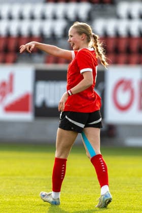 WOMEN SOCCER - U19, AUT vs FIN test match VIENNA,AUSTRIA,02.MAR.26 - WOMEN SOCCER - OEFB Under-19 international test match, Austria vs Finland. Image shows the rejoicing of Denise Lueger (AUT).  GEPAxpictures xPhilippxBrem