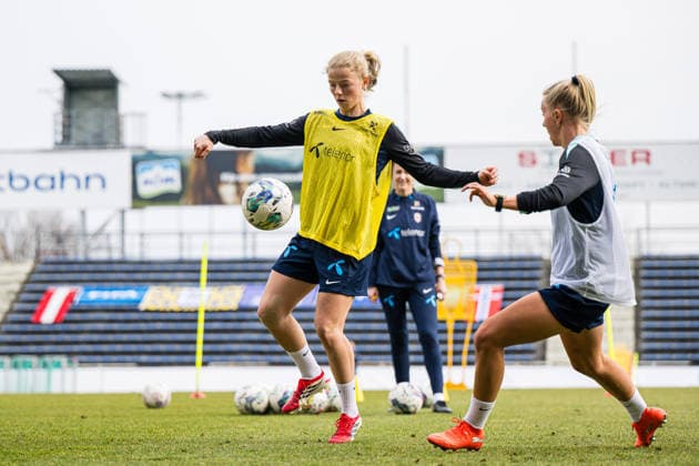 260302 Justine Kielland of the Norwegian women™s national football team during a training session on March 2, 2026 in Vienna Photo Marius Simensen BILDBYRAN Cop 238 bbeng dam fifa women s world cup qualifier football fotball fotball norge norway practice soccer training trening träning  Copyright: MARIUSxSIMENSEN BB260302BB392