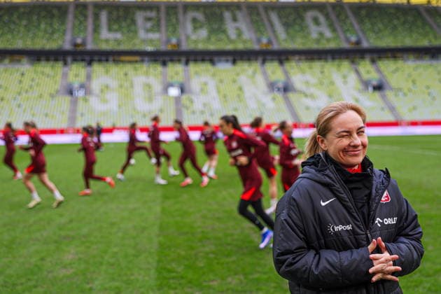 02.03.2026 GDANSK, POLSAT PLUS ARENA PILKA NOZNA KOBIET ( WOMEN S FOOTBALL) EL ELIMINACJE DO MS MISTRZOSTW SWIATA W PILCE NOZNEJ KOBIET FIFA 2027 ZGRUPOWANIE REPREZENTACJI POLSKI KOBIET OFICJALNA KONFERENCJA PRASOWA I TRENING REPREZENTACJI POLSKI KOBIET PRZED MECZEM Z HOLANDIA FOOTBALL POLISH WOMEN S national team, Nationalteam TRAINING CAMP OFFICIAL press conference, PK, Pressekonferenz AND TRAINING OF THE POLISH WOMEN S NATIONAL TEAM BEFORE THE MATCH AGAINST THE NETHERLANDS NZ NINA PATALON TRENERKA HEAD COACH SELEKCJONERKA REPREZNTACJI KOBIET FOTO LUKASZ GROCHALA CYFRASPORT NEWSPIX.PL --- newspix.pl 