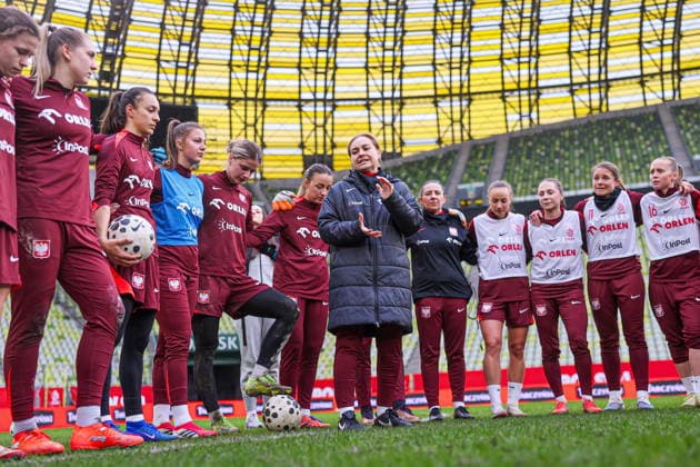 02.03.2026 GDANSK, POLSAT PLUS ARENA PILKA NOZNA KOBIET ( WOMEN S FOOTBALL) EL ELIMINACJE DO MS MISTRZOSTW SWIATA W PILCE NOZNEJ KOBIET FIFA 2027 ZGRUPOWANIE REPREZENTACJI POLSKI KOBIET OFICJALNA KONFERENCJA PRASOWA I TRENING REPREZENTACJI POLSKI KOBIET PRZED MECZEM Z HOLANDIA FOOTBALL POLISH WOMEN S national team, Nationalteam TRAINING CAMP OFFICIAL press conference, PK, Pressekonferenz AND TRAINING OF THE POLISH WOMEN S NATIONAL TEAM BEFORE THE MATCH AGAINST THE NETHERLANDS NZ NINA PATALON TRENERKA HEAD COACH SELEKCJONERKA REPREZNTACJI KOBIET, POLSKA TRENING ILUSTRACJA FOTO LUKASZ GROCHALA CYFRASPORT NEWSPIX.PL --- newspix.pl 