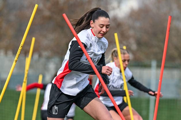 SOCCER WOMEN UEFA QUALIFIERS B4 MD-1 ISRAEL VS BELGIUM Aurelie Reynders (6) of Belgium pictured during a women football training session MD-1 before the game between the national teams of Israel and Belgium, called the Red Flames, on the first match day in League B Group B4 in the league stage of the 2026-27 UEFA Women s European Qualifiers competition , on Monday 2 March 2026 in Budapest , Hungary . PHOTO SPORTPIX Stijn Audooren Budapest BSC Stadium - Budaors Hungary  Copyright: xSportpix.bex xStijnxAudoorenxStijnxAudoorenx