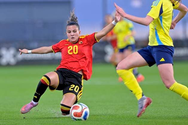 Red Flames v Sweden - Women U23 International Friendly, Länderspiel, Nationalmannschaft TUBEKE, BELGIUM - MARCH 02 : Ademi Anisa of Belgium during the Friendly game between Belgian Flames and the Sweden national team, Nationalteam on March 2, 2026 in Tubeke, Belgium, 02 03 2026 Tubeke Belgium  Copyright: xSesx