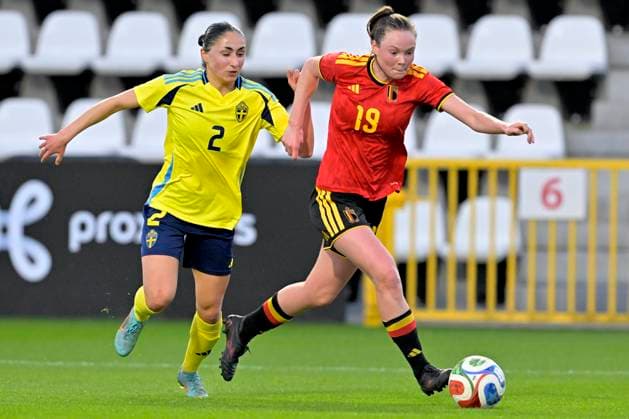 Red Flames v Sweden - Women U23 International Friendly, Länderspiel, Nationalmannschaft TUBEKE, BELGIUM - MARCH 02 : Van Mullen Loes of Belgium during the Friendly game between Belgian Flames and the Sweden national team, Nationalteam on March 2, 2026 in Tubeke, Belgium, 02 03 2026 Tubeke Belgium  Copyright: xSesx