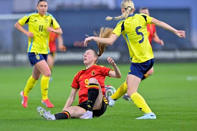 Red Flames v Sweden - Women U23 International Friendly, Länderspiel, Nationalmannschaft TUBEKE, BELGIUM - MARCH 02 : Petry Lisa of Belgium during the Friendly game between Belgian Flames and the Sweden national team, Nationalteam on March 2, 2026 in Tubeke, Belgium, 02 03 2026 Tubeke Belgium  Copyright: xSesx