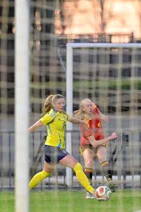 Red Flames v Sweden - Women U23 International Friendly, Länderspiel, Nationalmannschaft TUBEKE, BELGIUM - MARCH 02 : Petry Lisa of Belgium during the Friendly game between Belgian Flames and the Sweden national team, Nationalteam on March 2, 2026 in Tubeke, Belgium, 02 03 2026 Tubeke Belgium  Copyright: xSesx