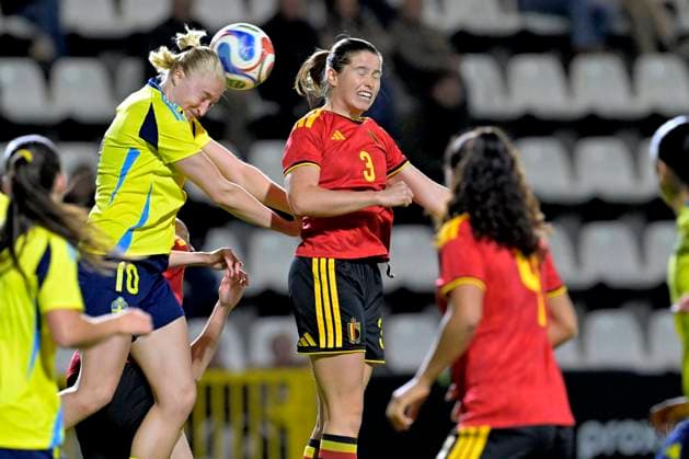 Red Flames v Sweden - Women U23 International Friendly, Länderspiel, Nationalmannschaft TUBEKE, BELGIUM - MARCH 02 : D Hooghe Estee of Belgium during the Friendly game between Belgian Flames and the Sweden national team, Nationalteam on March 2, 2026 in Tubeke, Belgium, 02 03 2026 Tubeke Belgium  Copyright: xSesx