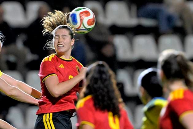 Red Flames v Sweden - Women U23 International Friendly, Länderspiel, Nationalmannschaft TUBEKE, BELGIUM - MARCH 02 : D Hooghe Estee of Belgium during the Friendly game between Belgian Flames and the Sweden national team, Nationalteam on March 2, 2026 in Tubeke, Belgium, 02 03 2026 Tubeke Belgium  Copyright: xSesx