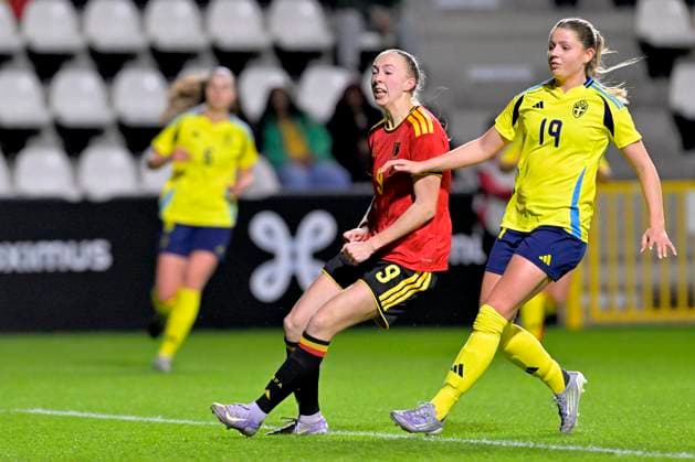 Red Flames v Sweden - Women U23 International Friendly, Länderspiel, Nationalmannschaft TUBEKE, BELGIUM - MARCH 02 : Petry Lisa of Belgium celebrates scoring a goal during the Friendly game between Belgian Flames and the Sweden national team, Nationalteam on March 2, 2026 in Tubeke, Belgium, 02 03 2026 Tubeke Belgium  Copyright: xSesx