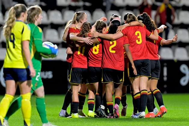 Red Flames v Sweden - Women U23 International Friendly, Länderspiel, Nationalmannschaft TUBEKE, BELGIUM - MARCH 02 : Petry Lisa of Belgium celebrates scoring a goal during the Friendly game between Belgian Flames and the Sweden national team, Nationalteam on March 2, 2026 in Tubeke, Belgium, 02 03 2026 Tubeke Belgium  Copyright: xSesx