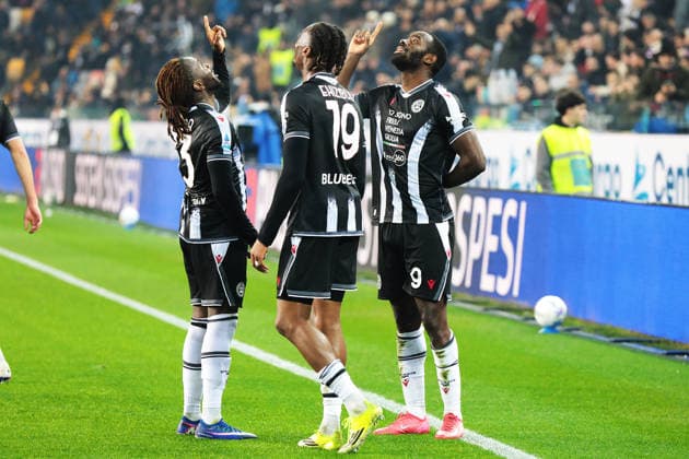 Udinese s Keinan Davis celebrates after scoring the 2-0 goal for his team during the Serie A soccer match between Udinese and Fiorentina at the Bluenergy Stadium in Udine, north east Italy - Monday, March 2,2026 - soccer  Copyright: xAndreaxBressanutti LaPressex