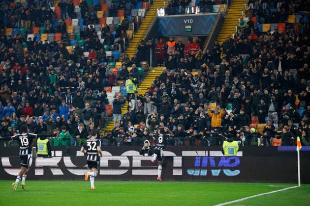 March 2, 2026, Udine, Italy, Italy: UdineseÃ¢â‚¬â ¢s Keinan Davis celebrates after scoring a goal during the Italian Serie A Enilive match between Udinese Calcio vs ACF Fiorentina at the Bluenergy Stadium in Udinese, Italy, 02 March 2026. Udine Italy - ZUMAr199 20260302_zsp_r199_023 Copyright: xMattiaxRadonix