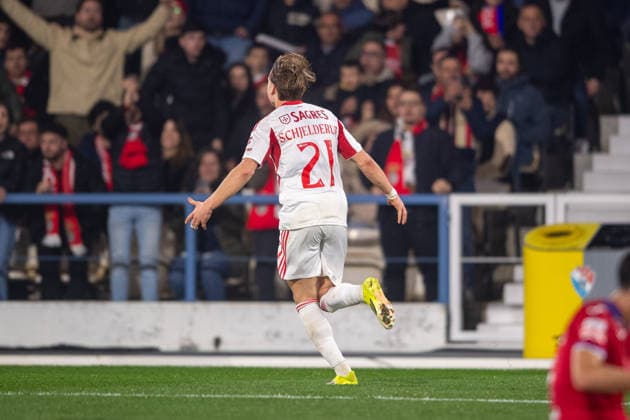 March 2, 2026, Barclos, Barcelos, Portugal: BARCELOS, PORTUGAL - MARCH 02: ANDREAS SCHJELDERUP from SL Benfica is seen celebrating his goal during the Liga Portugal Betclic 2025 26 League match between Gil Vicente FC and SL Benfica, at Estadio Cidade de Barcelos on March 02, 2026 in Barcelos, Portugal Barclos Portugal - ZUMAl192 20260302_zsp_l192_055 Copyright: xMiguelxLemosx