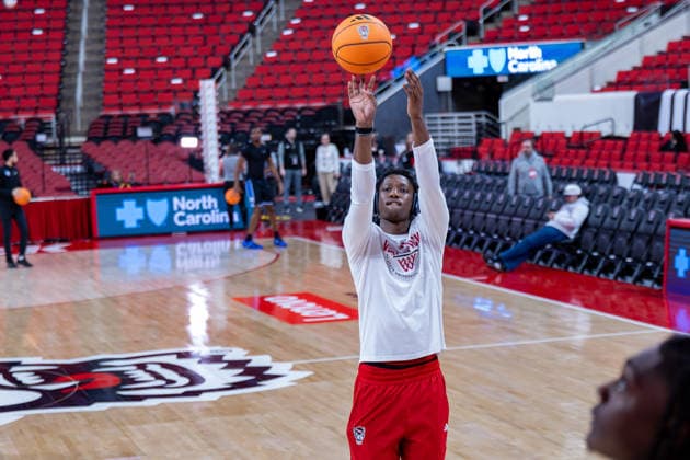 March 2, 2026, Raleigh, North Carolina, USA: NC State Wolfpack forward MUSA SAGNIA (13) shoots a jump shot during warmups prior to the NCAA, College League, USA ACC menÃ¢â‚¬â ¢s basketball game between the Duke Blue Devils and the NC State Wolfpack at the Lenovo Center in Raleigh, North Carolina. Raleigh USA - ZUMAa220 20260302_znp_a220_003 Copyright: xIsraelxAntax