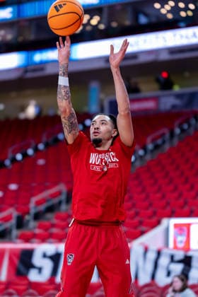 March 2, 2026, Raleigh, North Carolina, USA: NC State Wolfpack guard ALYN BREED (7) shoots a three point basket during warmups prior to the NCAA, College League, USA ACC menÃ¢â‚¬â ¢s basketball game between the Duke Blue Devils and the NC State Wolfpack at the Lenovo Center in Raleigh, North Carolina. Raleigh USA - ZUMAa220 20260302_znp_a220_011 Copyright: xIsraelxAntax