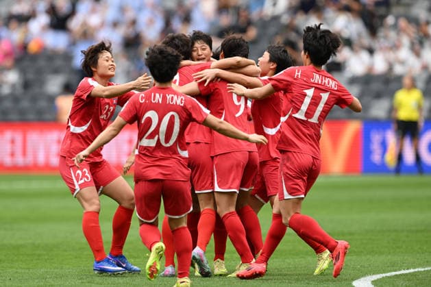 SOCCER ASIAN CUP NORTH KOREA UZBEKISTAN, North Korea celebrates the goal by Myong Yu Jong during the AFC Women™s Asian Cup Group B match between North Korea and Uzbekistan at CommBank Stadium in Sydney, Tuesday, March 3, 2026. ( NO ARCHIVING, EDITORIAL USE ONLY SYDNEY NEW SOUTH WALES AUSTRALIA  Copyright: xDEANxLEWINSx 20260303116111277108